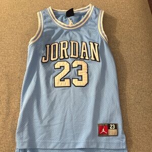 Jordan Light Blue & White Kids Basketball Jersey with 23